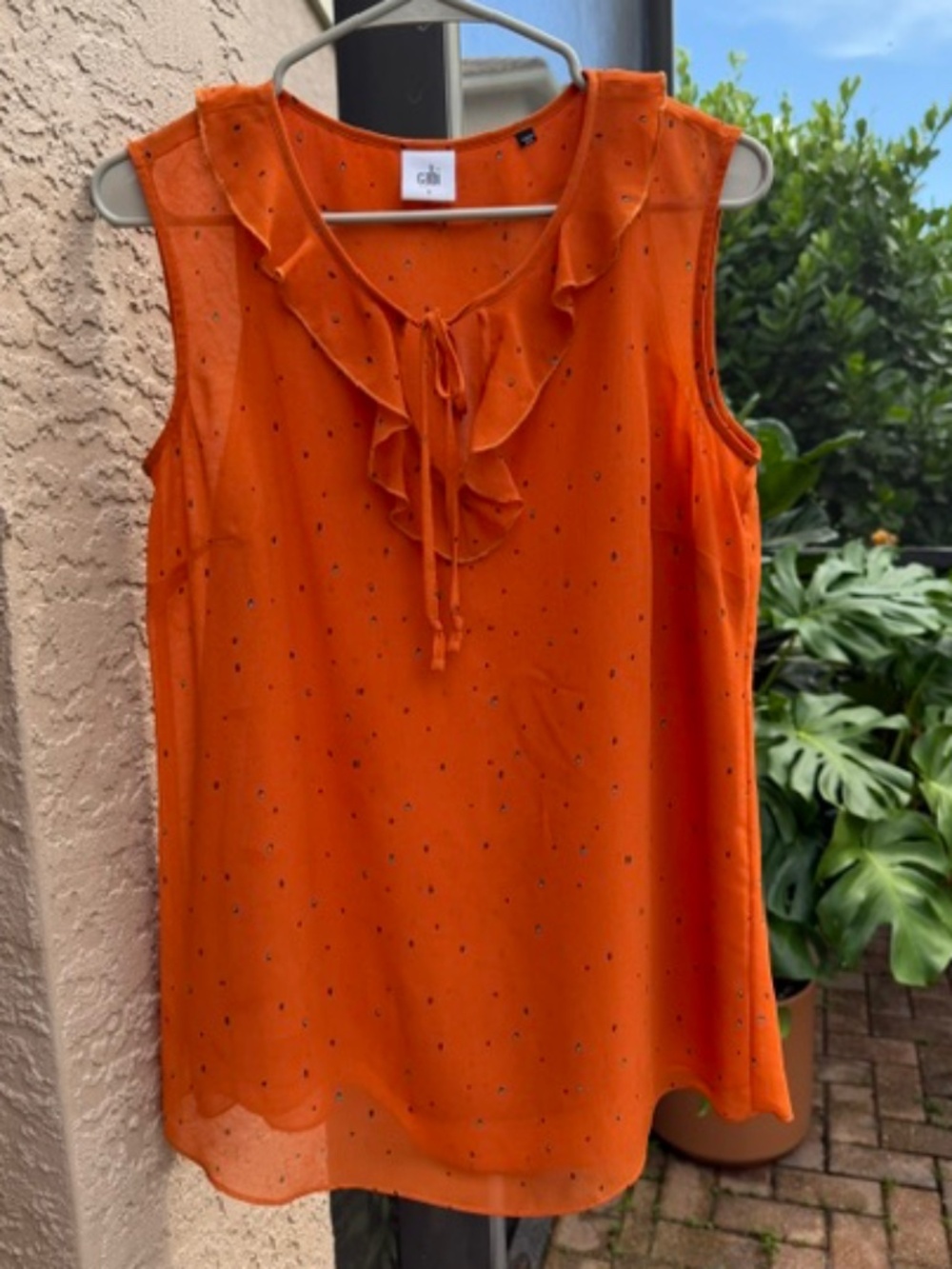 Cabi Orange Sprinkle Top - Size Small